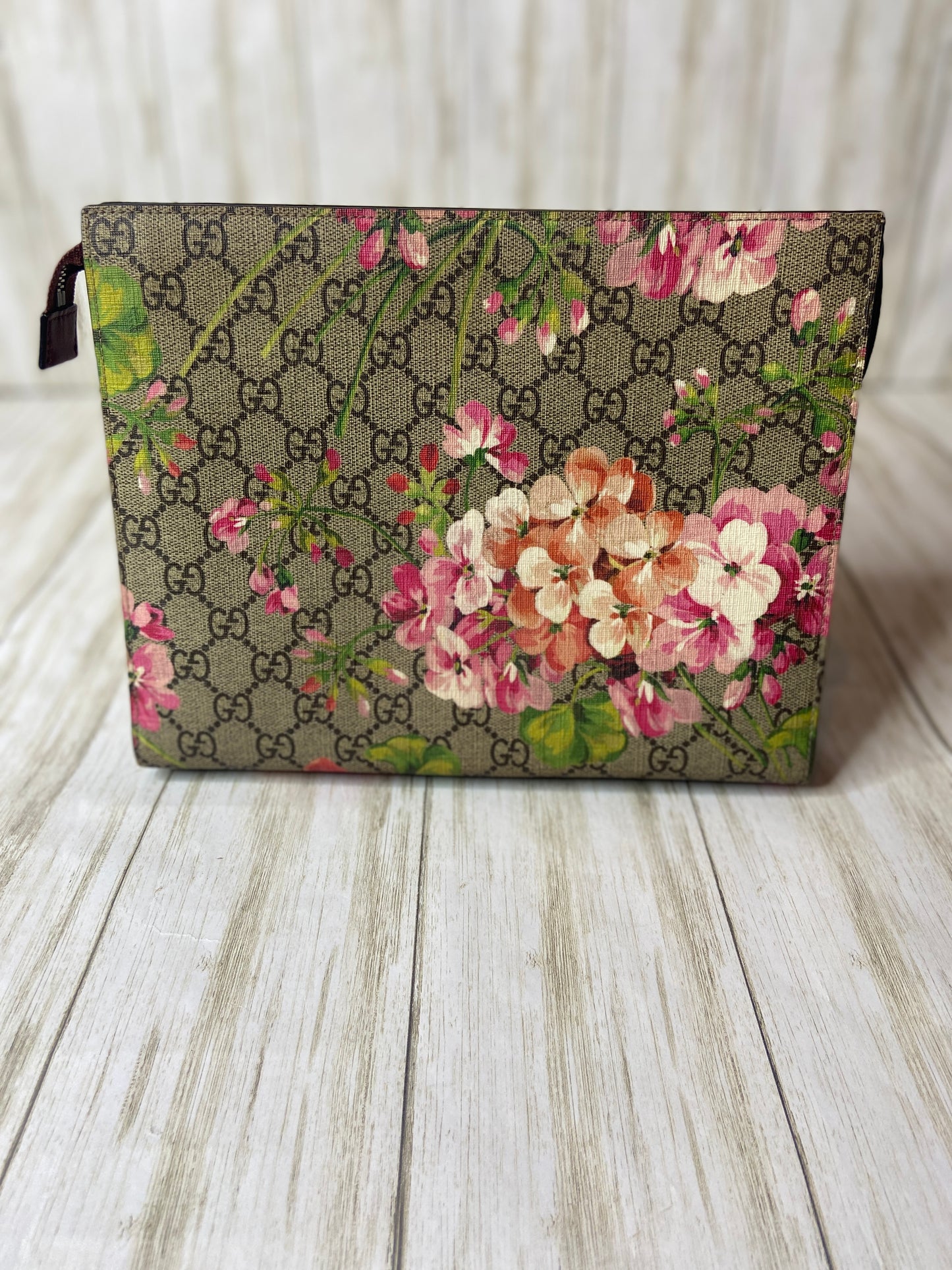 Gucci GG Supreme Monogram Blooms Cosmetic Bag Large Preloved