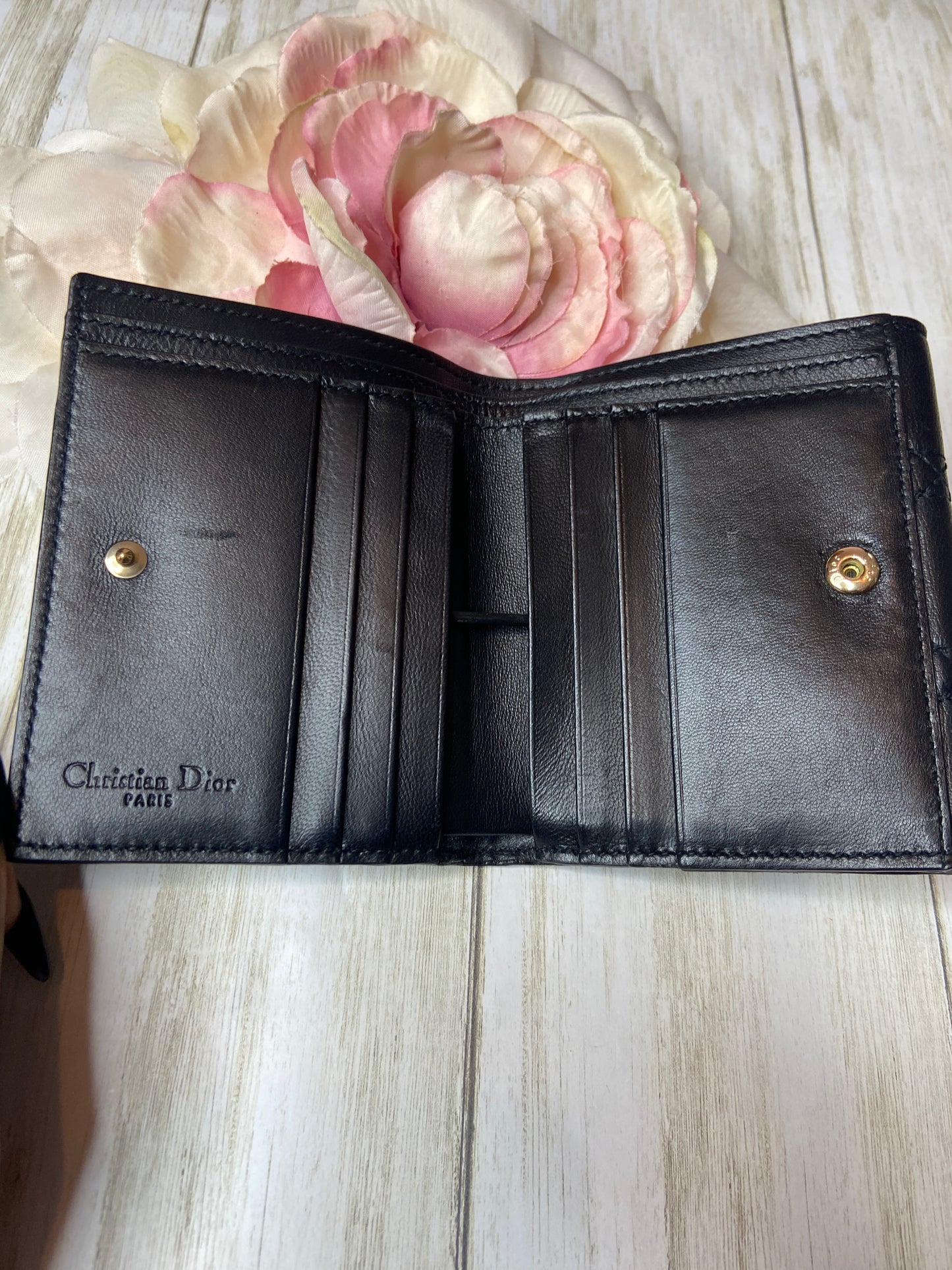 Christian Dior Lady Dior Lotus Compact Wallet